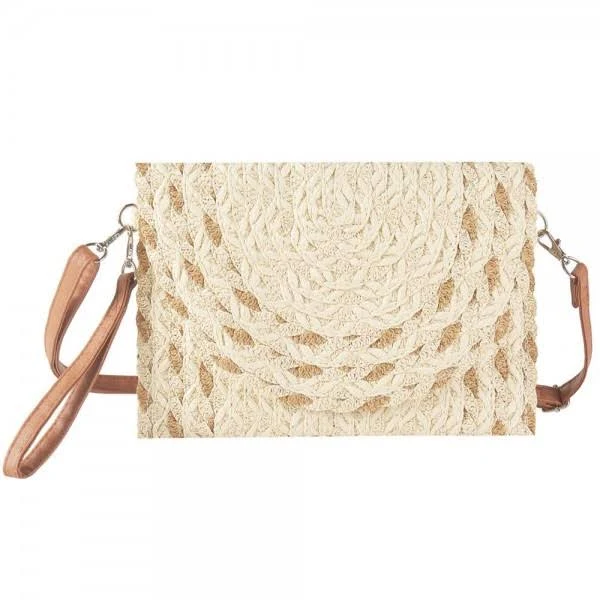 bag Magnetic Closure Woven Straw Clutch Cross Body Bag Judson & Company $28