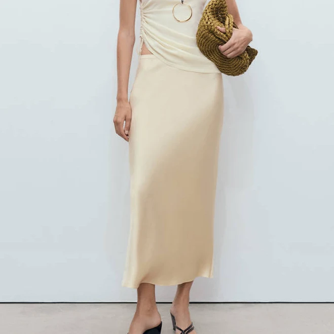 skirt MANGO Mia Satin Midi Skirt shop.mango.com $35.99