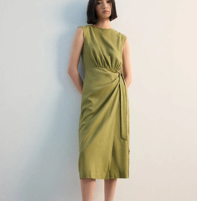 dress MANGO Women's Linen Wrap Midi Dress shop.mango.com $89.99