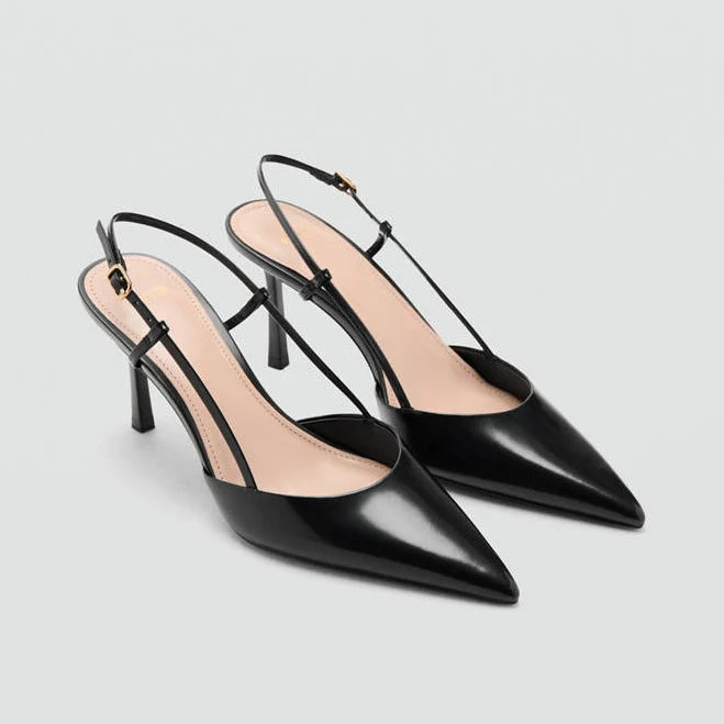 shoes MANGO Women's Pointed-Toe Leather Slingback Pumps shop.mango.com $99.99