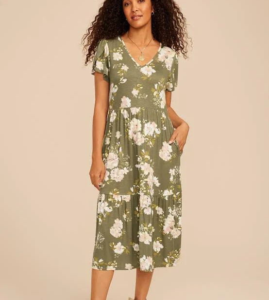 dress maurices Women's Floral Tulip Sleeve Midi Dress Maurices $17.49