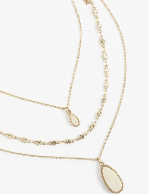 accessory maurices Women's Gold & Cream Oval Stone Pendant Necklace Maurices $12.59