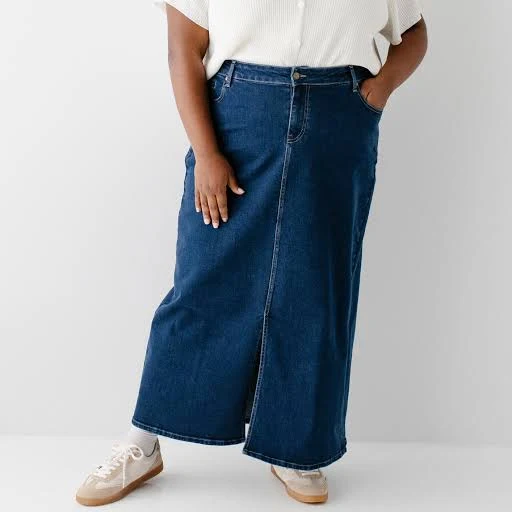 skirt 'Maya' Front Slit Denim Maxi Skirt The Main Street Exchange $64.99