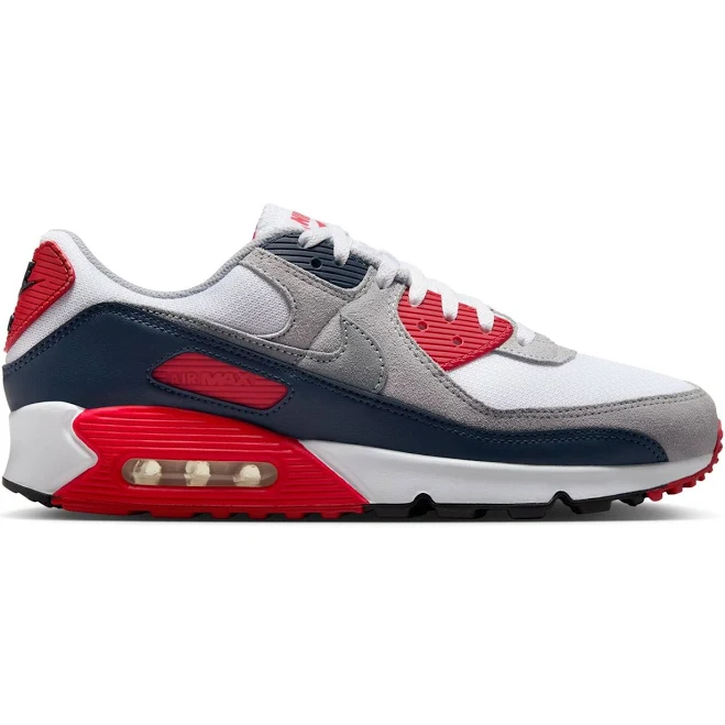 shoes Men's Nike Air Max 90 Cool Grey / University Red ShopWSS $99.99