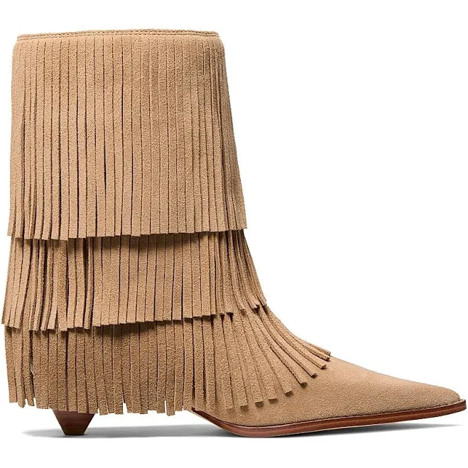 shoes MICHAEL Michael Kors Jayla Fringed Suede Heeled Boots Saks Fifth Avenue $91.45