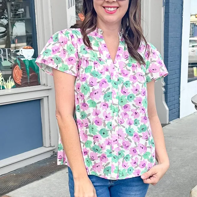 blouses Minty Fresh Floral Print Top lylasclothing.com $46