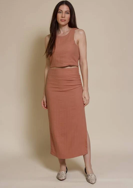 matching set Miou Muse Linen Blend Midi Skirt Set Franklin Sunset $94
