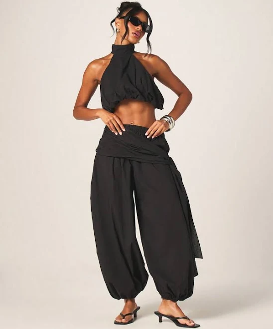 matching set Missguided Halter Neck Parachute Wide Leg Crop Top and Trouser Two Piece Set missguided $29.13