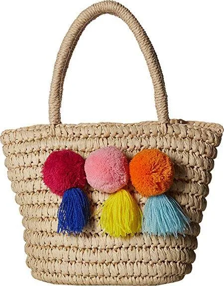 bag Mud Pie Women's Pom Pom Straw Tote babygoroundinc.com $19.99