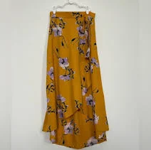 skirt Mustard yellow floral Midi wrap skirt Poshmark $12