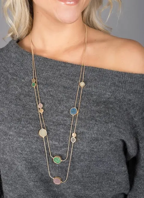 accessory Natural Stone Layered Necklace Northern Ice and Dance $58