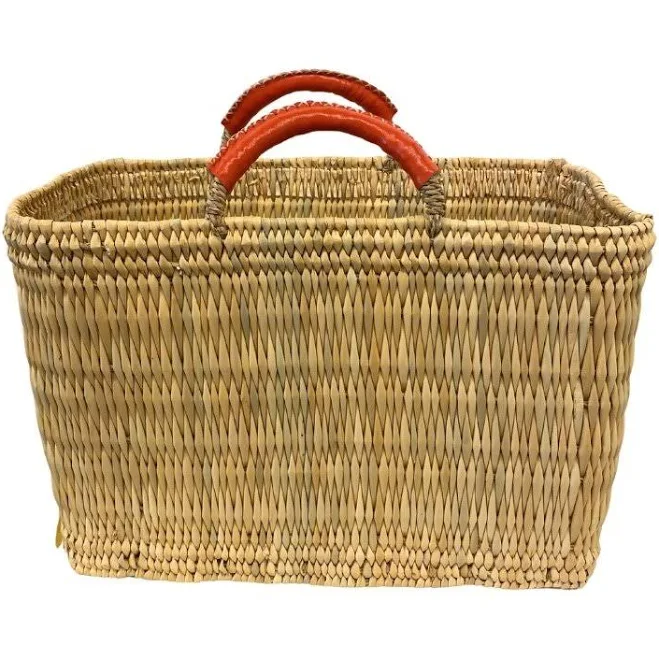 bag Natural Straw Rectangular Tote with Leather Handles Found $82