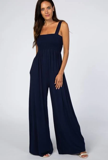 jumpsuit Navy Sleeveless Wide Leg Jumpsuit PinkBlush Maternity $46