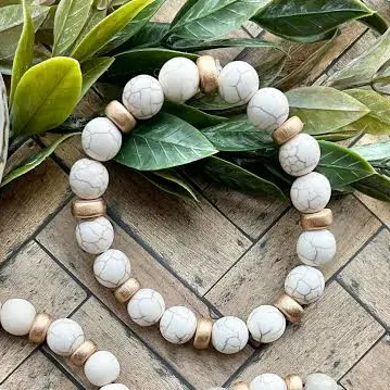 accessory Neutral Beaded Wood Bead Bracelet Etsy - BeadedBlues $12