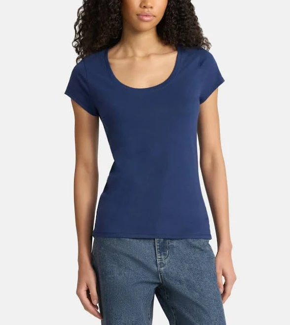 scoop neck top No Boundaries Women's Scoop Neck Short Sleeve Tee Walmart $4