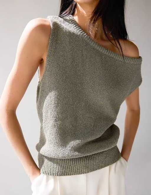 off-shoulder top Oak + Fort Vetiver Relaxed Off The Shoulder Sweater Oak and Fort US $29.99