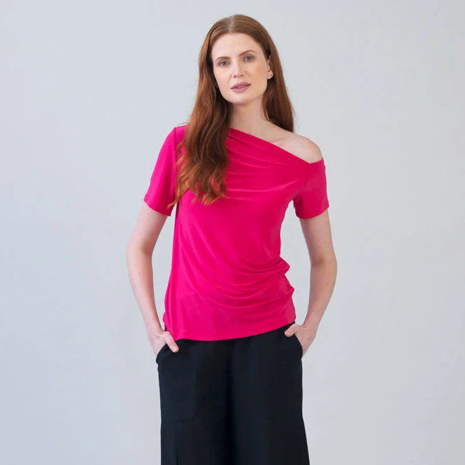 asymmetric neck top Off Shoulder Angular Drape Neck Top Clara Sunwoo $94