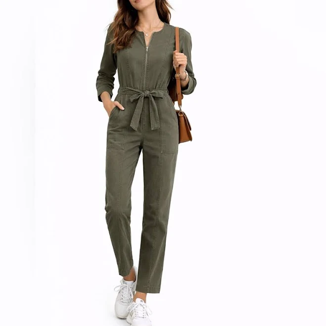 jumpsuit Old Navy Pants & Jumpsuits | Old Navy Women's Tie-Belt Utility Cargo Army Green Jumpsuit Nwt Size S Zip Front | Color: Green | Size: S | Mgita2's Poshmark $66