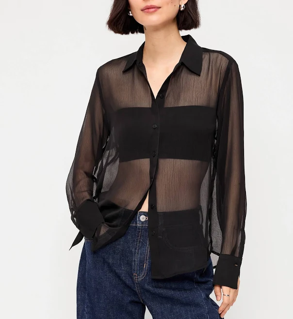 top Old Navy Women's Chiffon Sheer Button-Down Shirt Old Navy $27.99