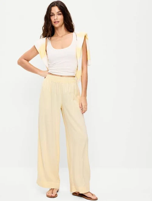 pants Old Navy Women's High-Waisted Linen-Blend Super Wide-Leg Pants Old Navy $19.99