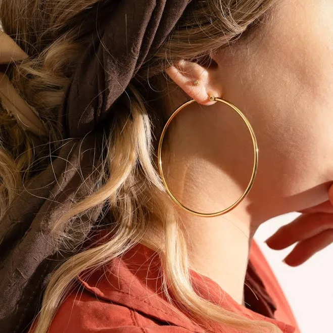accessory Oversized Gold Hoop Earrings Etsy - BABEINA $33
