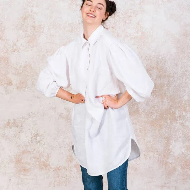 dress Oversized Linen Button Down Shirt Dress Etsy - YarnHomeStudio $101.52