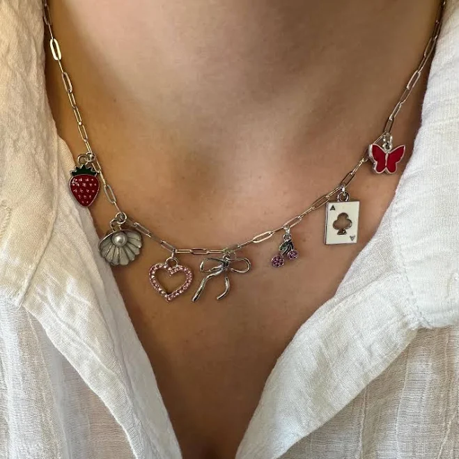 accessory Personalized Stainless Silver Charm Necklace Etsy - Seller $17.5