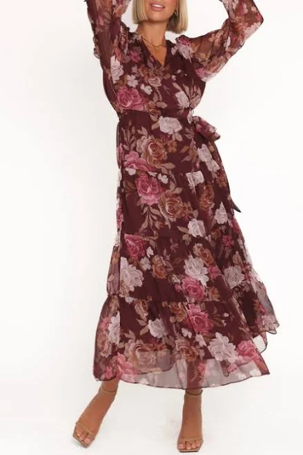 dress Petal & Pup Women's Korina Floral Long Sleeve Wrap Maxi Dress Nordstrom $129