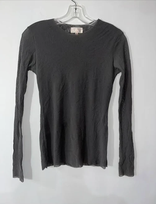 top Petit Pois Women’s Grey Nylon Mesh Long Sleeve Shirt Size M Read eBay $44.09