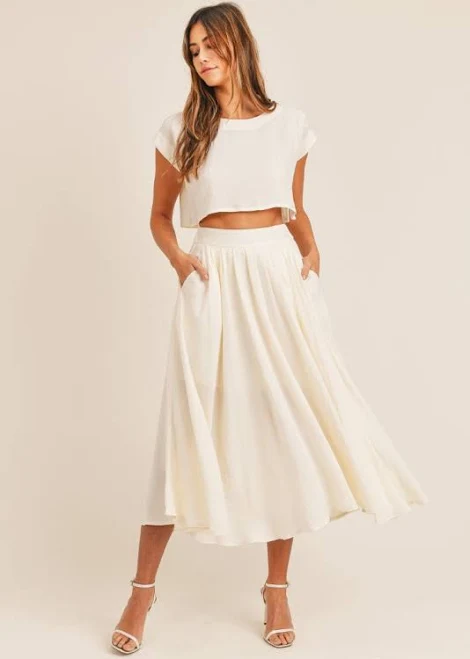 two piece set Pippa & Pearl Women's Lola Midi Skirt and Crop Top Set Pippa & Pearl $98