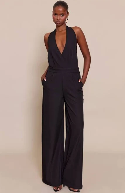 jumpsuit PrettyLittleThing Women's Tailored Plunge Halter Neck Wide Leg Jumpsuit Nasty Gal - US $48.4