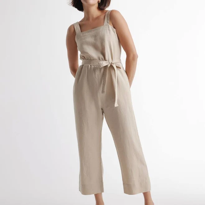linen outfits Quince Women's European Linen Square Neck Jumpsuit Quince $64