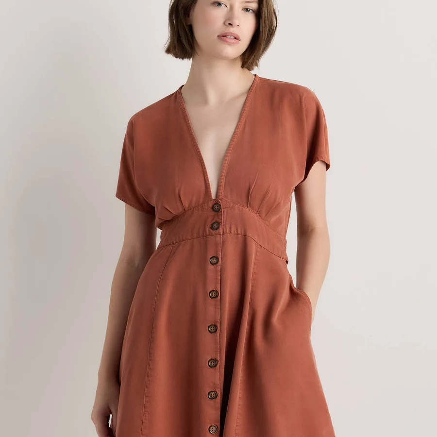 dress Quince Women's Vintage Wash Tencel Button Front Dress Quince $59.9