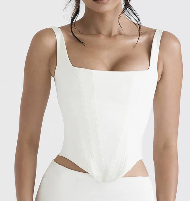 top Rafa Ivory Satin Longline Corset House of CB $135