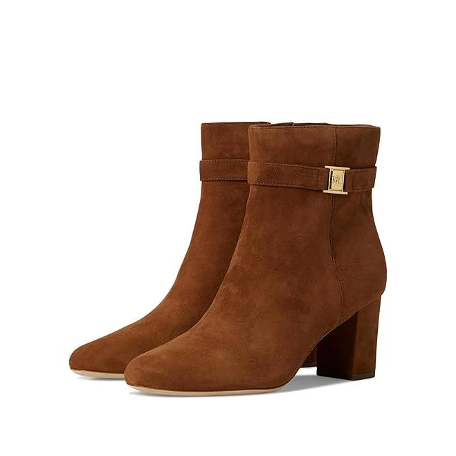 shoes Ralph Lauren Women's Kellie Suede Bootie Heels 6pm.com $56.16