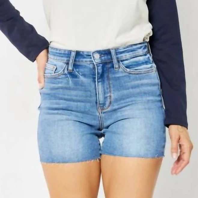 shorts Raw Hem Jean Shorts In Medium Wash ShopSimon $39.2
