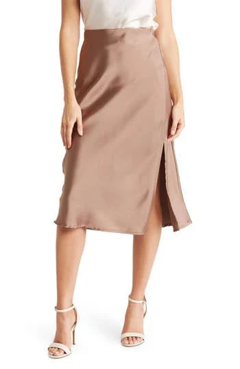 skirt Renee C Satin Slit Midi Skirt Nordstrom Rack $29.97