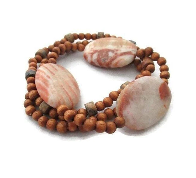 accessory Russet Wood Bead Bracelet Etsy - Seller $20.4