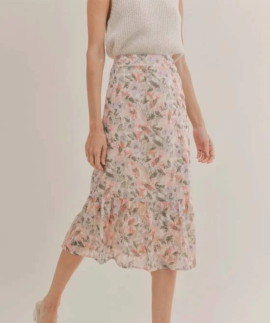 bottoms Sadie & Sage Dune Flowers Midi Skirt Whisper Boutiques $35