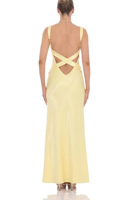 dress Satin Open Back Maxi Dress LUCY IN THE SKY $79.9