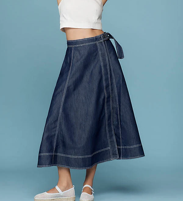 skirt Side-Slit Denim A-Line Midi Skirt by Pilcro in Blue, Size: Medium at Anthropologie Anthropologie $148
