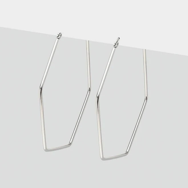 accessory Simply Whispers Oversized Hexagon Silver Hoop Earrings Simply Whispers $7
