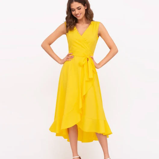 dress Sleeveless Asymmetrical Cotton Wrap Dress Etsy - ENMEstyle $90.35