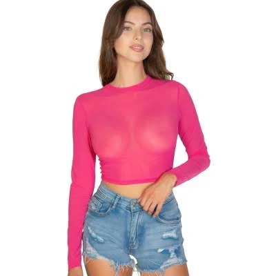 top Slickblue Women's Fitted Sheer Mesh Crop Top Target $23.99