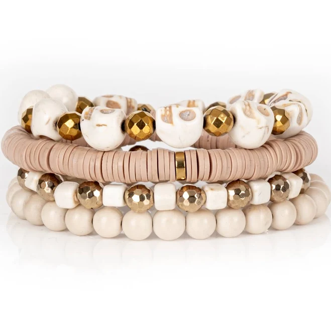accessory Soft Neutral Beaded Bracelet Stack the dark $60