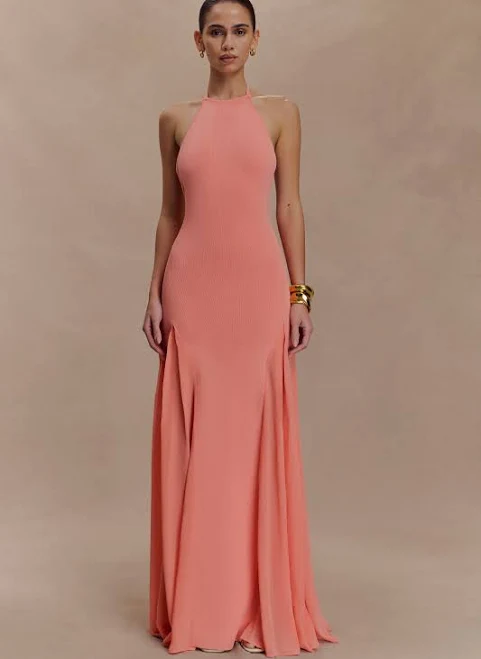 halter top Soleil Knit Mesh Halter Maxi Dress meshki.us $145