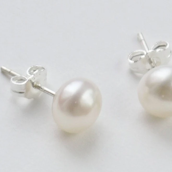 accessory Sterling Silver Freshwater Pearl Stud Earrings Etsy - Seller $9