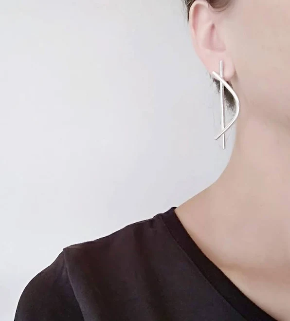 accessory Sterling Silver Geometric Arch Drop Earrings Etsy - Seller $133.1