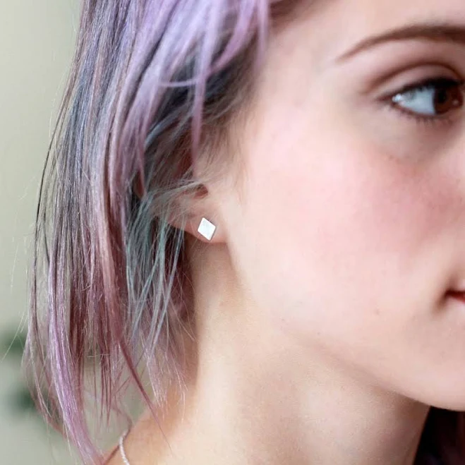 accessory Sterling Silver Geometric Diamond Stud Earrings Etsy - ShopClementine $29.95