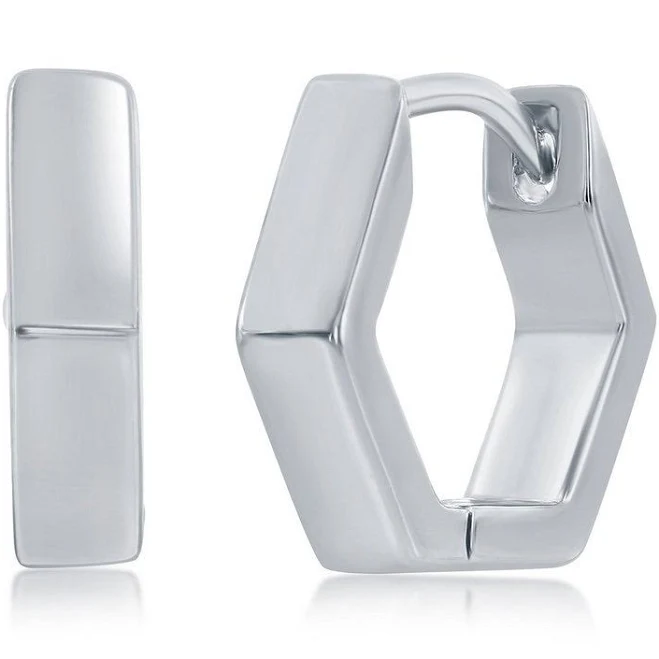 accessory Sterling Silver Geometric Huggie Hoop Earrings Republic Collectibles $53